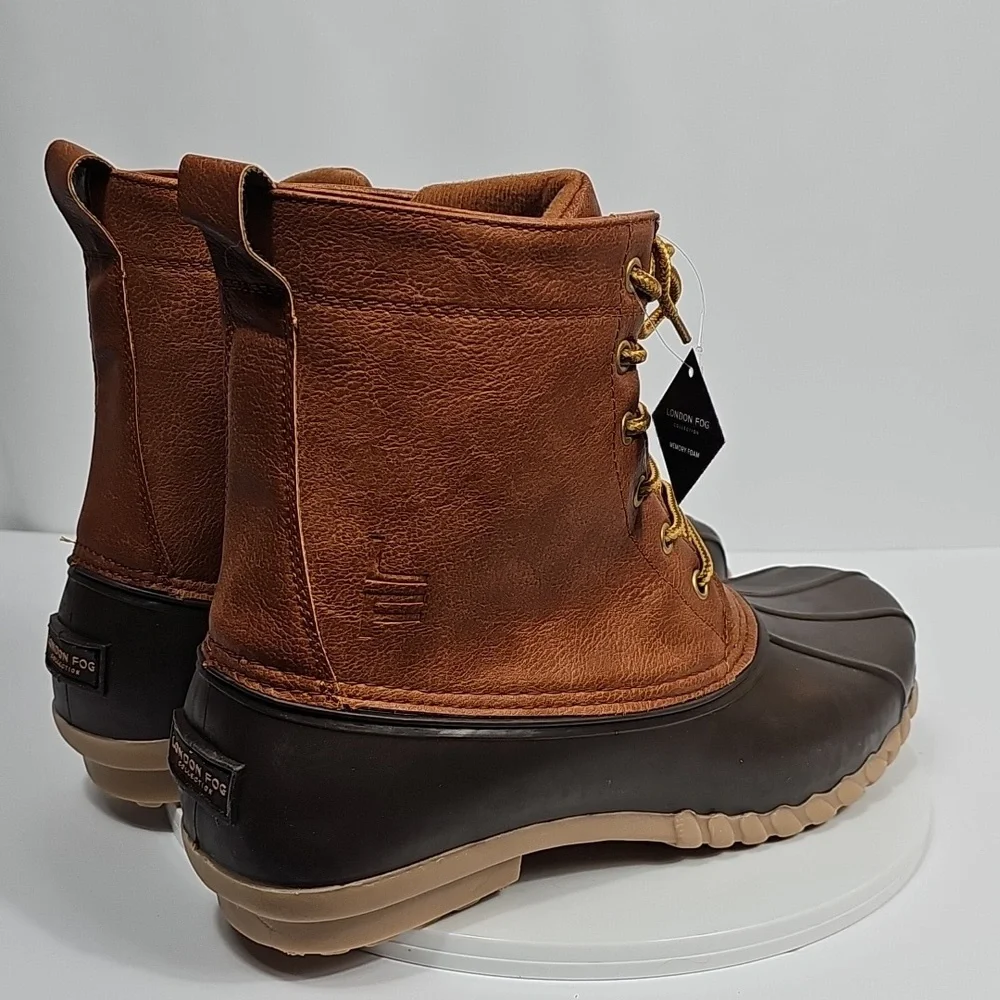 London Fog Tan and Dark Brown Waterproof Lace-Up Duck Boots